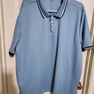 SHEIN Light Blue Polo Shirt with Black Trim